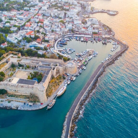 Aerial,View,Of,Kyrenia.,Sunset,At,The,Kyrenia.,Aerial,View